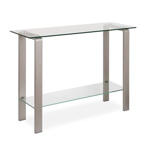 maklaine contemporary console table in nickel and gray
