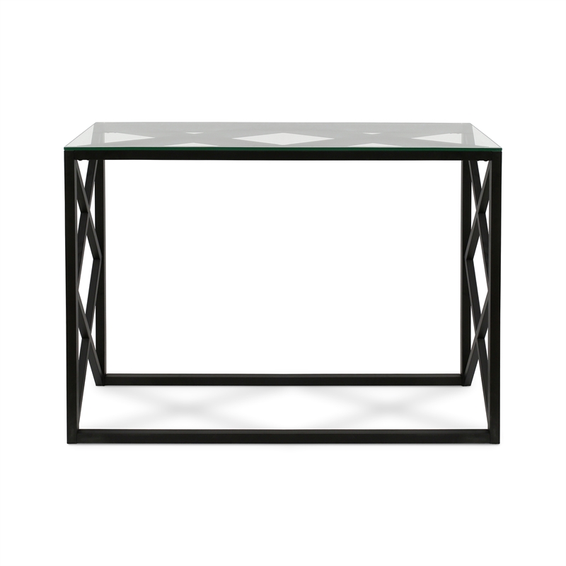 Maklaine Mid-Century Metal Black and Bronze Finish Console Table