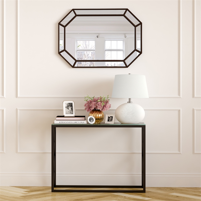 Maklaine Mid-Century Metal Black and Bronze Finish Console Table