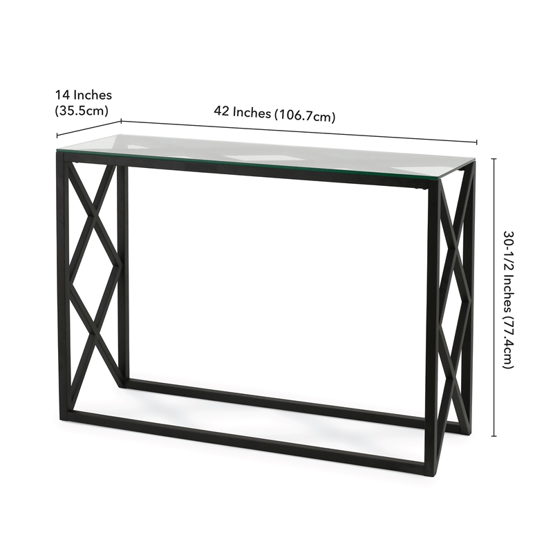 Maklaine Mid-Century Metal Black and Bronze Finish Console Table