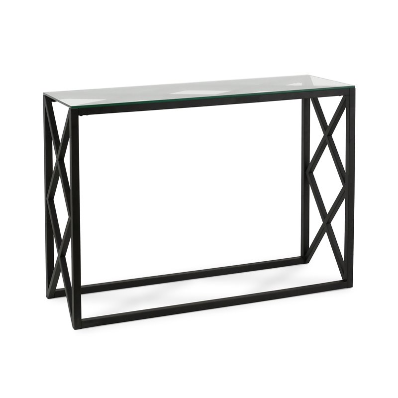 Maklaine Mid-Century Metal Black and Bronze Finish Console Table