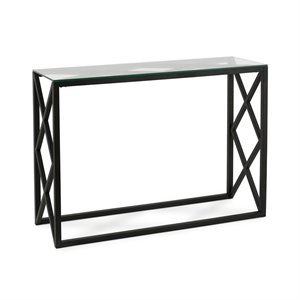 maklaine mid-century metal black and bronze finish console table