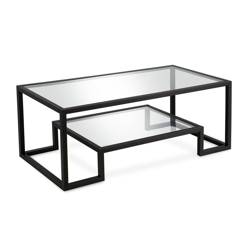 Maklaine Contemporary Metal Coffee Table in Black and Bronze