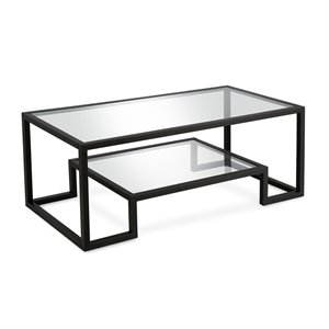 maklaine contemporary metal coffee table in black and bronze