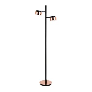 Maklaine Contemporary 68&quot Metal Floor Lamp in Copper and Black