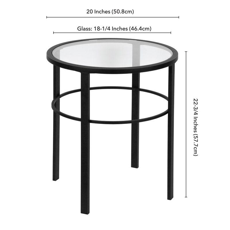 Maklaine Contemporary Blackened Bronze Side Table with Glass Top