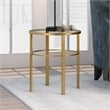 Maklaine Contemporary Side Table with Glass Top in Brass Finish