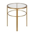 Maklaine Contemporary Side Table with Glass Top in Brass Finish