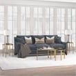Maklaine Contemporary Side Table with Glass Top in Brass Finish