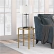 Maklaine Contemporary Side Table with Glass Top in Brass Finish
