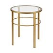 Maklaine Contemporary Side Table with Glass Top in Brass Finish