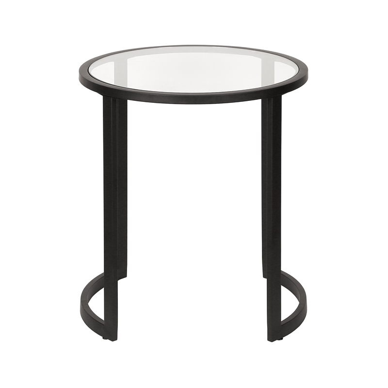 Maklaine Contemporary Metal Double Circular Side Table in Black and Bronze