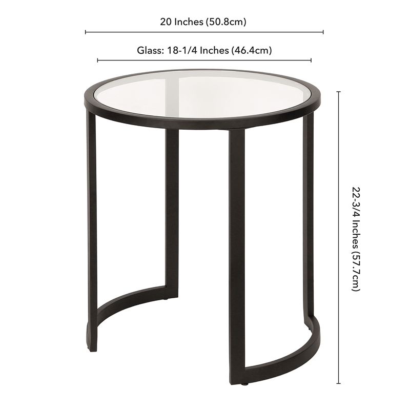 Maklaine Contemporary Metal Double Circular Side Table in Black and Bronze
