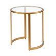 Maklaine Contemporary Metal Double Pedastal Side Table in Brass Finish