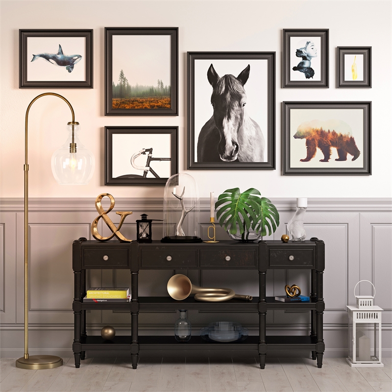 Maklaine Contemporary Metal Arc Floor Lamp in Brass and Gold