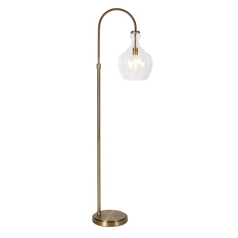 Maklaine Contemporary Metal Arc Floor Lamp in Brass and Gold