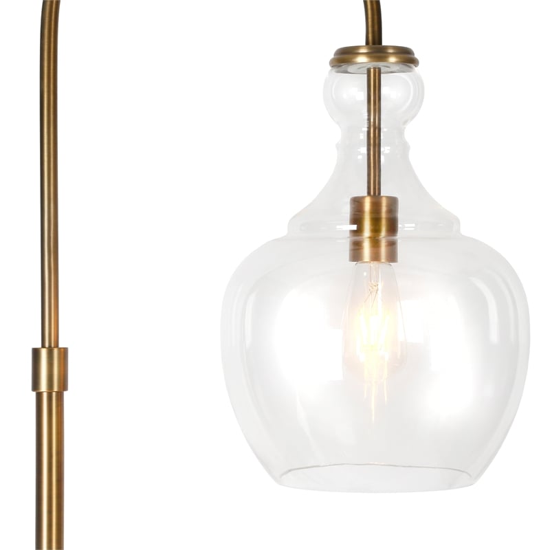 Maklaine Contemporary Metal Arc Floor Lamp in Brass and Gold