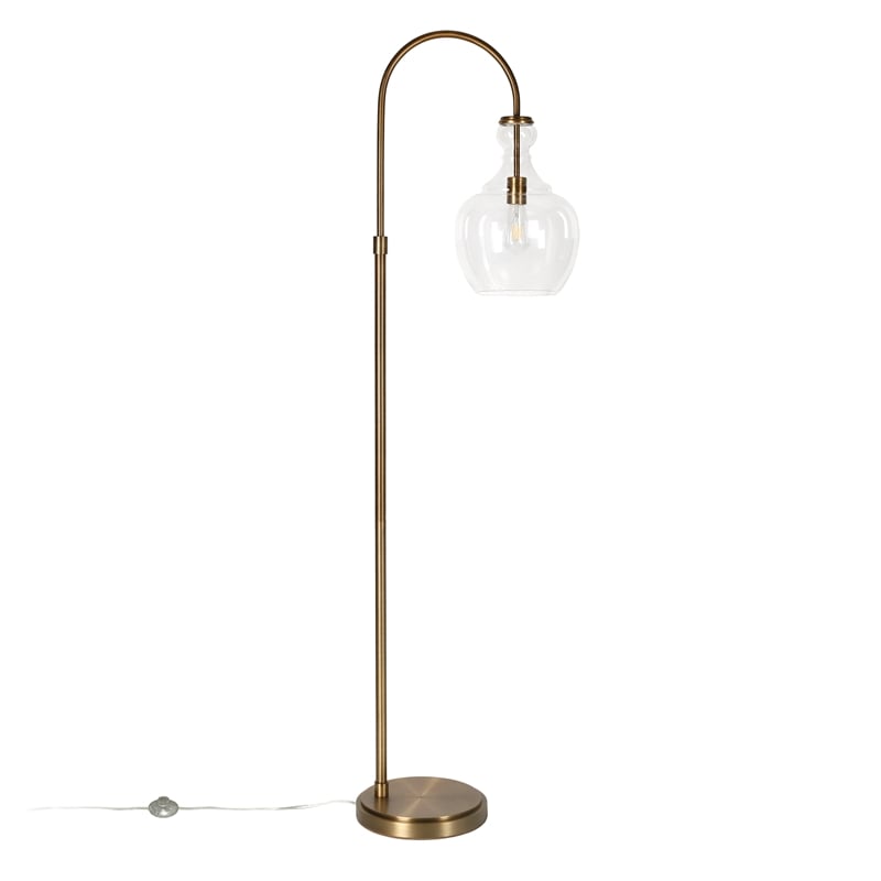Maklaine Contemporary Metal Arc Floor Lamp in Brass and Gold