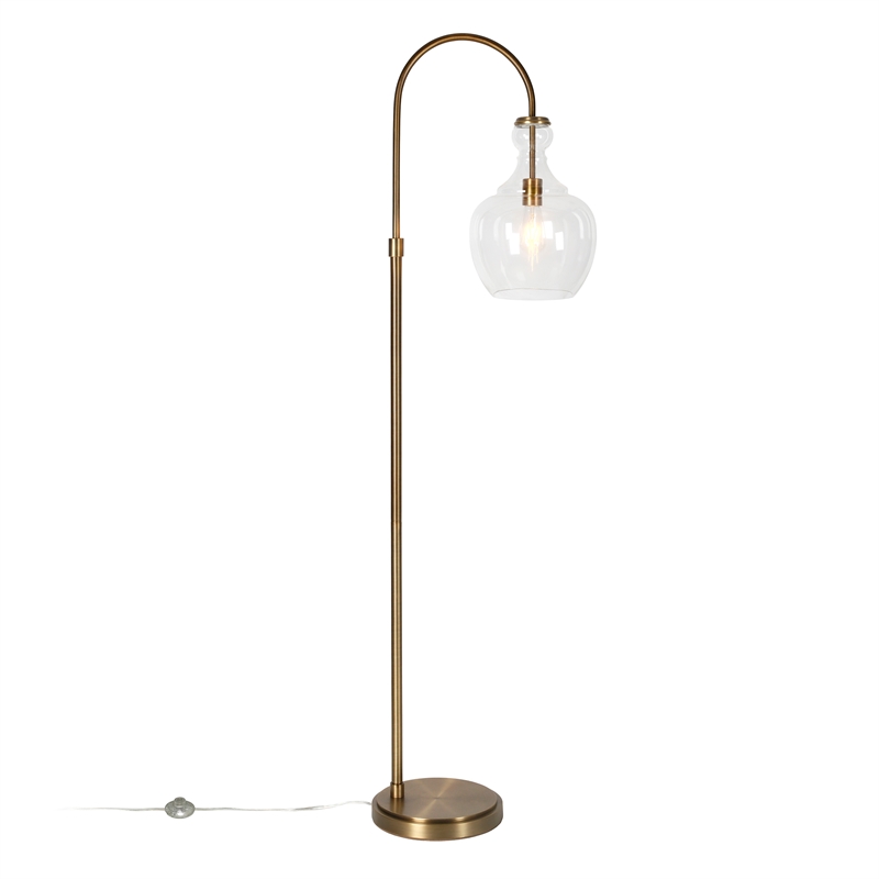 Maklaine Contemporary Metal Arc Floor Lamp in Brass and Gold