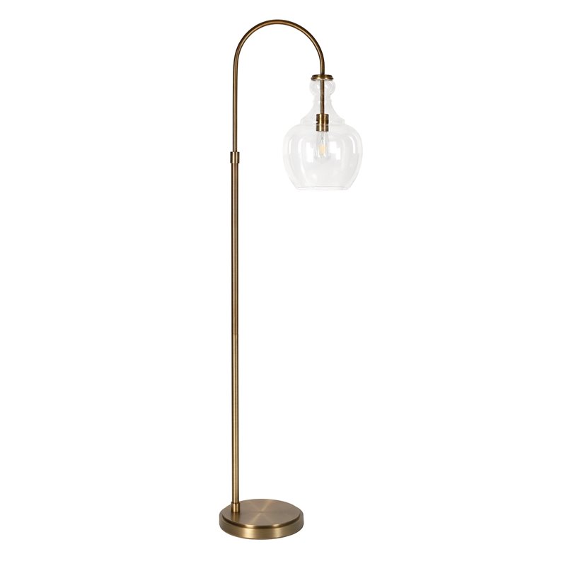 Maklaine Contemporary Metal Arc Floor Lamp in Brass and Gold