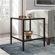 Maklaine Metal Black Side Table Rectangular Mirrored Glass Unassembled