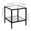 Maklaine Metal Black Side Table Rectangular Mirrored Glass Unassembled