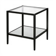Maklaine Metal Black Side Table Rectangular Mirrored Glass Unassembled
