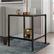Maklaine Metal Black Side Table Rectangular Mirrored Glass Unassembled