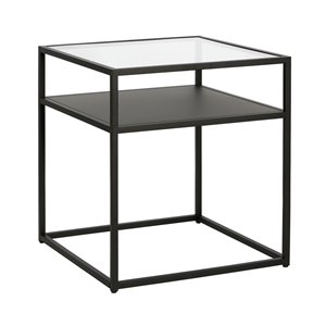 Maklaine Metal Industrial Side Table in Black and Bronze Finish