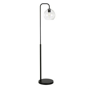 Maklaine Contemporary 62.5&quot Metal Arc Floor Lamp in Black and Bronze