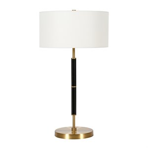 Maklaine Contemporary Two Tone Metal Table Lamp in Black with Brass Accents