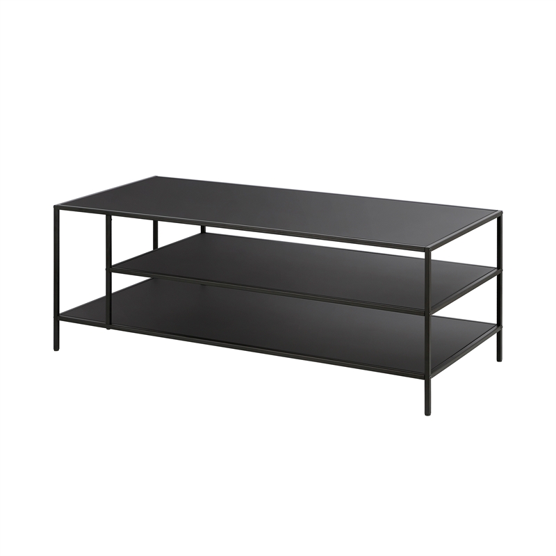 Maklaine Contemporary Coffee Table in Black and Bronze Finish