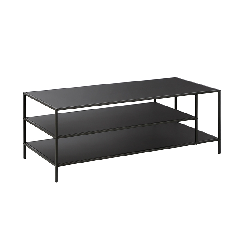 Maklaine Contemporary Coffee Table in Black and Bronze Finish