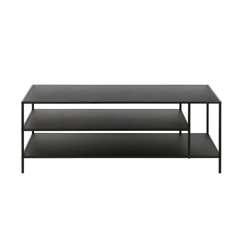 Maklaine Contemporary Coffee Table in Black and Bronze Finish