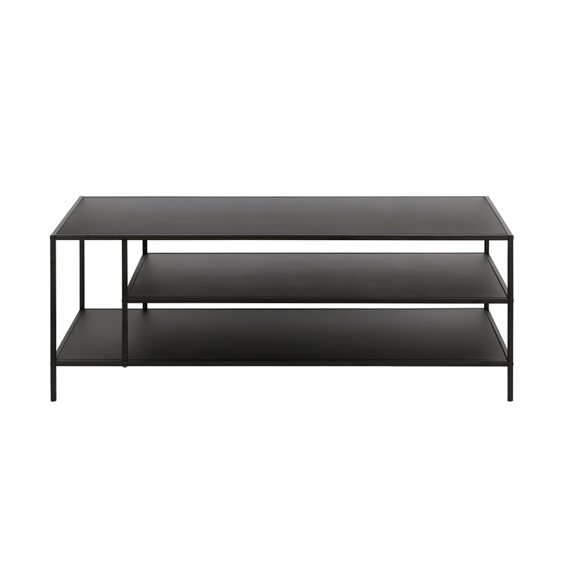 Maklaine Contemporary Coffee Table in Black and Bronze Finish