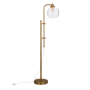 maklaine industrial height adjustble brass gold floor lamp