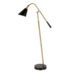 maklaine contemporary two tone floor lamp in brass gold and matte black
