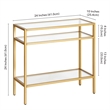 Maklaine End Table Coffee Accent Table Rectangle in Glass Top and Metal - Brass