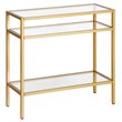 Maklaine End Table Coffee Accent Table Rectangle in Glass Top and Metal - Brass