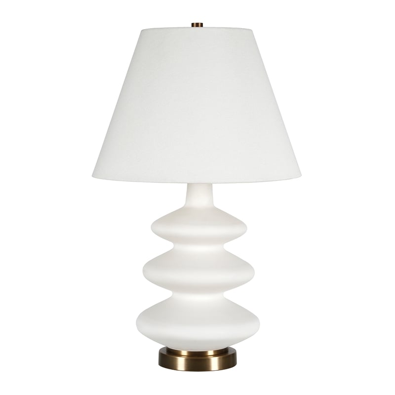 Maklaine Contemporary Glass Triple Gourd Lamp in Matte White