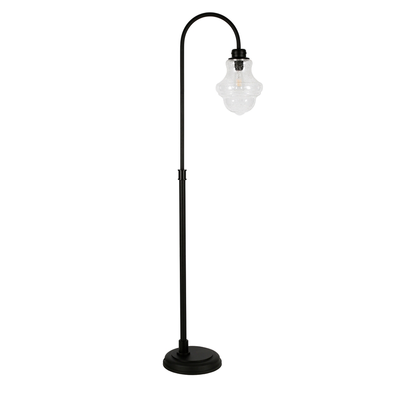 Maklaine Contemporary Arced Metal Floor Lamp in Black/Bronze