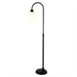 Maklaine Contemporary Arced Metal Floor Lamp in Black