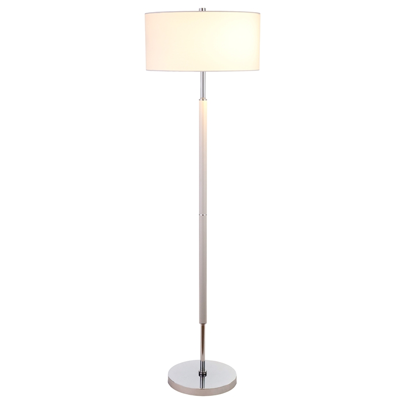 Maklaine Industrial Two Tone Metal Floor Lamp in Nickel with Gray Accents