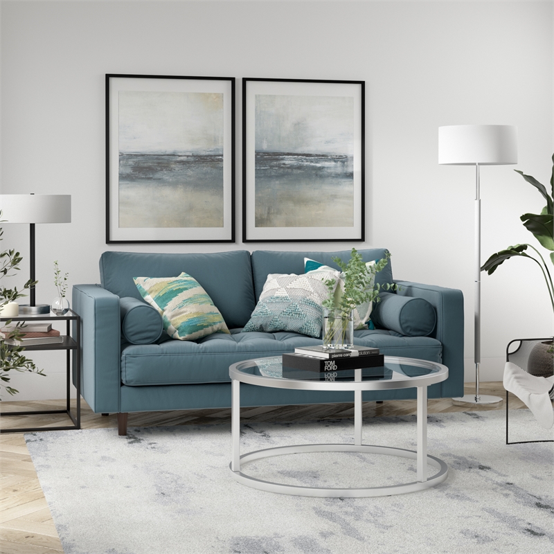 Maklaine Industrial Two Tone Metal Floor Lamp in Nickel with Gray Accents