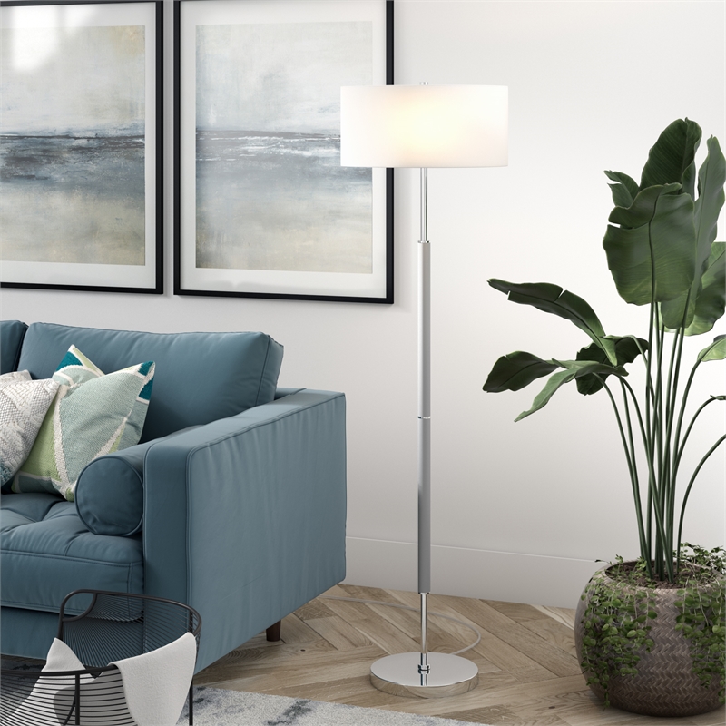 Maklaine Industrial Two Tone Metal Floor Lamp in Nickel with Gray Accents