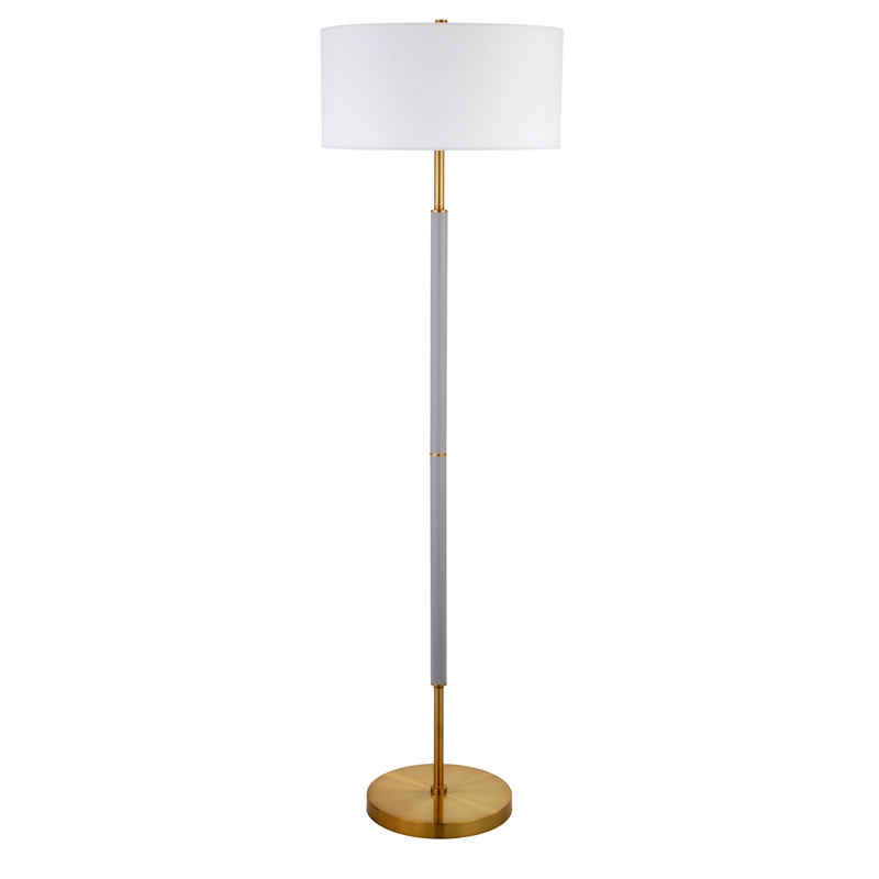 Maklaine Industrial  Two Tone Metal Floor Lamp in Brass with Gray Accents