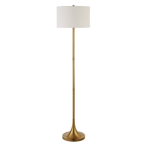 Maklaine Modern 61.5&quot Metal Floor Lamp with Fabric Drum Shade in Gold/Brass