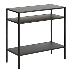 Maklaine Modern Black/Bronze Side Table with Metal Shelves