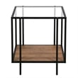 Maklaine Mid-Century Rustic Oak Side Table in Black/Bronze