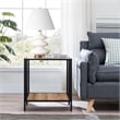 Maklaine Mid-Century Rustic Oak Side Table in Black/Bronze